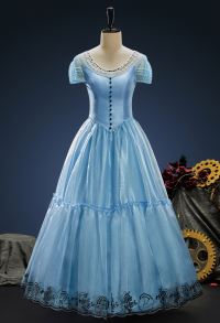 Movie Ver Alice in Wonderland Alice Cosplay Costume Dress with Gloves