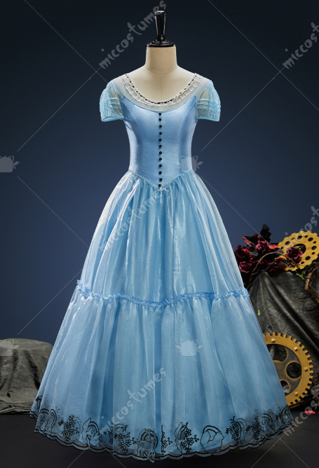 Movie Ver Alice in Wonderland Alice Cosplay Costume Dress with Gloves