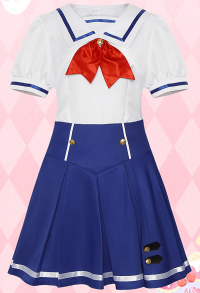 Aikatsu Ichigo Hoshimiya Summer Cosplay Uniform Top and Skirt with Bow Tie Headwear