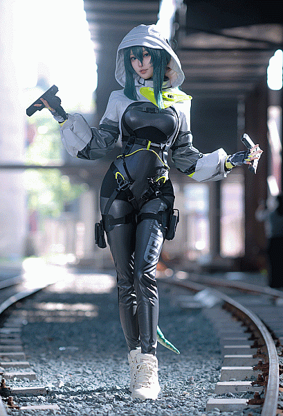 Endfield Fluorite Cosplay Costume Bodysuit and Hooded Bolero Top with Gloves and Tail