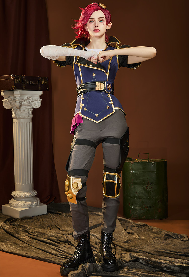 Premium Edition High Quality Arcane LOL Vi Cosplay Costume Jacket and Pants with Belt