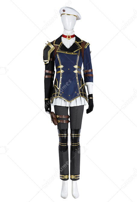 Arcane LOL Caitlyn Cosplay Costume Jacket Pants with Inner Top Hat
