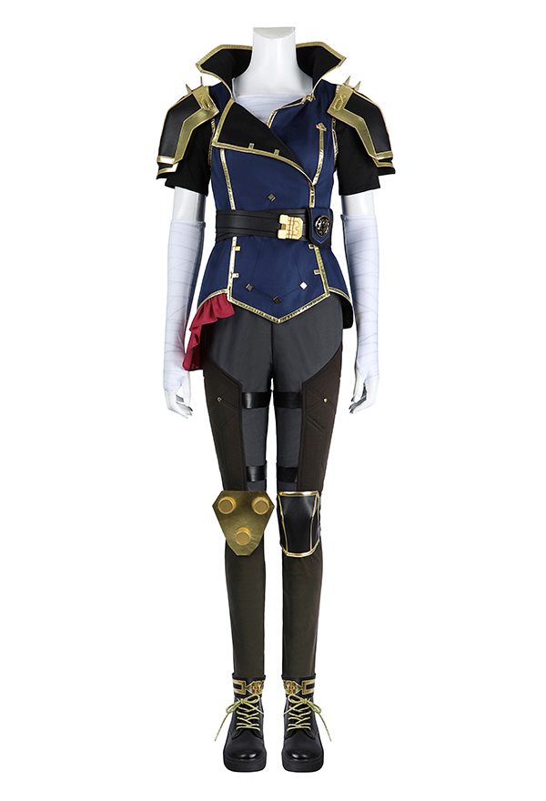 Arcane LOL Vi Cosplay Costume Jacket Pants with Inner Top Belt Hat