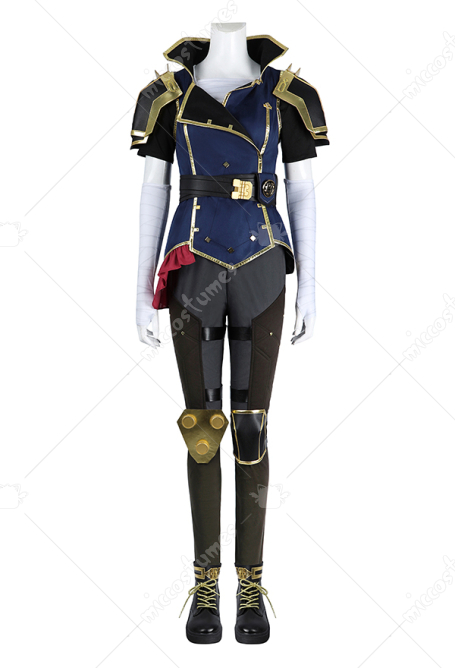 Arcane LOL Vi Cosplay Costume Jacket Pants with Inner Top Belt Hat