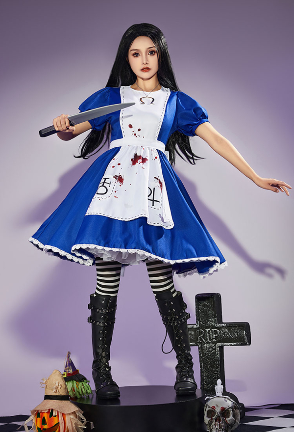 Halloween Maid Dress Set Women Alice Cosplay Costume Top