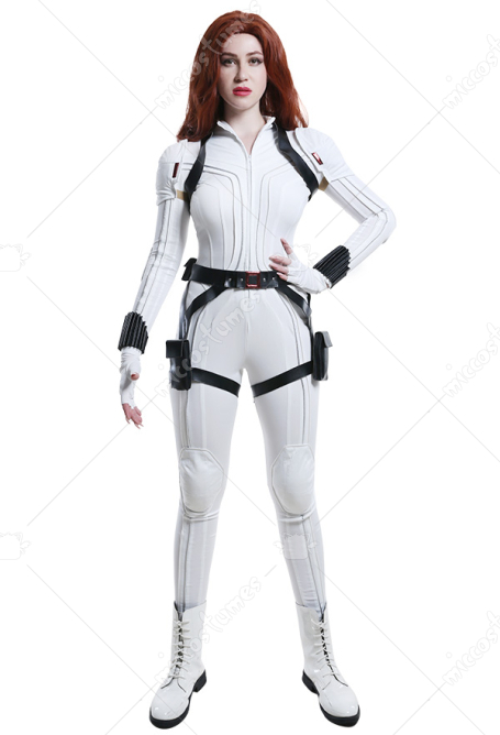 Black Widow Natasha Romanoff Women White Zentai Bodysuit Jumpsuit Superheroine Cosplay Costume