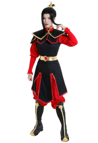 Avatar Airbender Princess Azula Battle Suit Cosplay Costume Ancient Chinese Style Combat Suit Fighting Suit Full Set with Headwear Cape and Leg Warmer