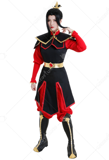 Avatar Airbender Princess Azula Battle Suit Cosplay Costume Ancient Chinese Style Combat Suit Fighting Suit Full Set with Headwear Cape and Leg Warmer