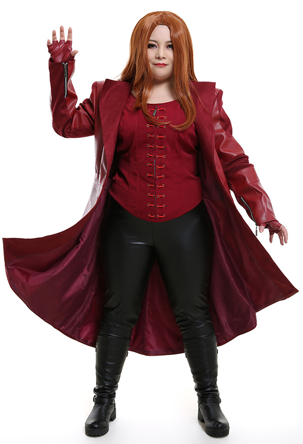 Superheroine Cosplay Costume Bodysuit Inspired by Scarlet Witch with Cloak