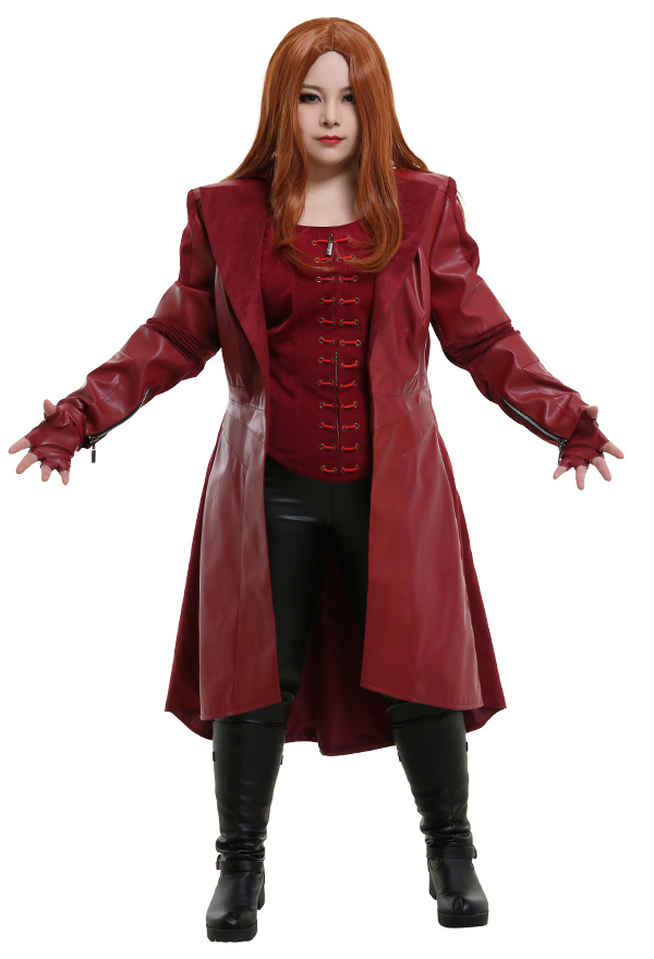 Costume de Cosplay Super Héroïne Wanda Maximoff Sorcière Ecarlate Inspiré par Avengers Infinity War Curvy Cosplay Grande Taille