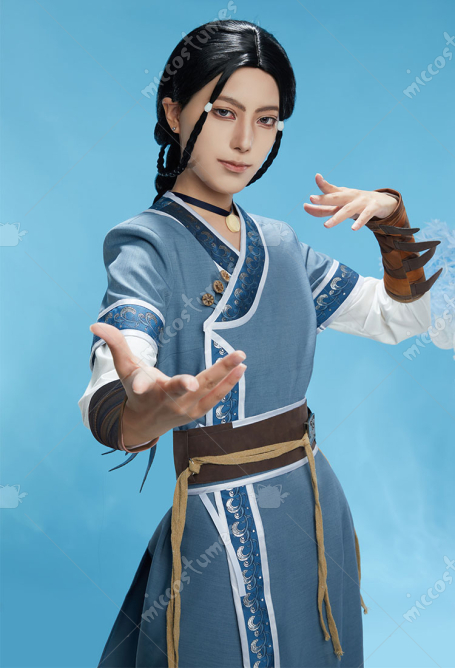 The Last Airbender Legend of Korra Katara Cosplay Costume Top and Pants with Necklace and Belt