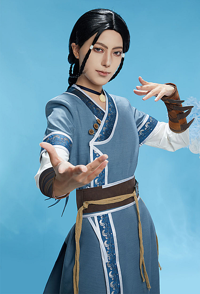 The Last Airbender Legend of Korra Katara Cosplay Costume Top and Pants with Necklace and Belt