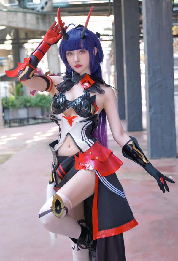 Raiden Mei Honkai Impact 3rd Cosplay Game V Ausschnitt Top Rock Socken Beinen Zubehör Cosplay Kostüm