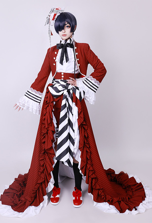 Anime Ciel Costume - Red Long Dress and Coat with Shirt and Shorts Kuroshitsuji Cosplay | Top Quality Outfits for Sale Anime Ciel Costume - Red Long Dress and Coat with Shirt and Shorts Kuroshitsuji Cosplay | Top Quality Outfits for Sale