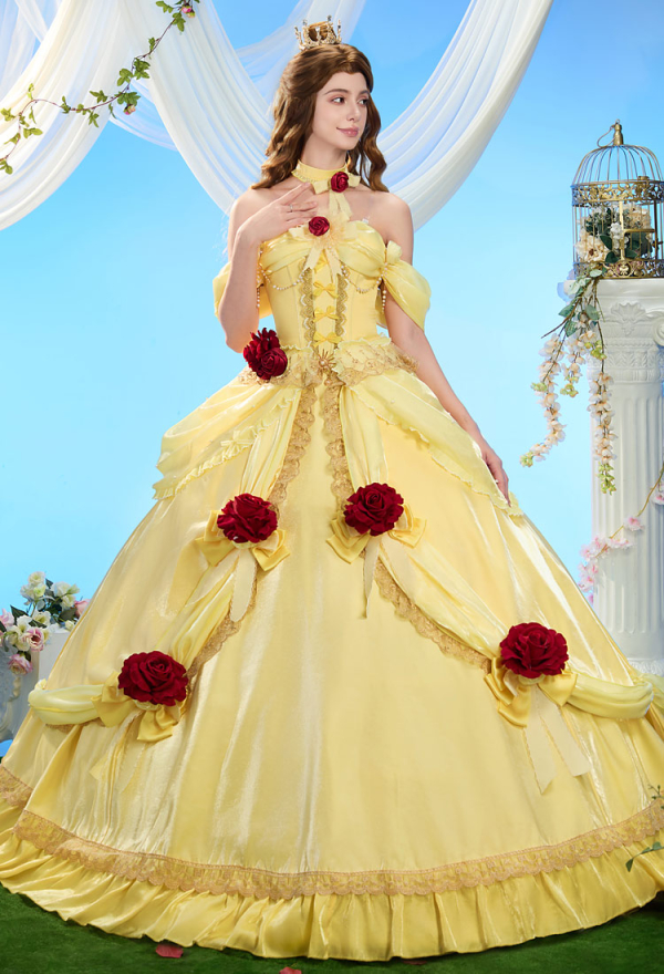 Princess Belle Cosplay Yellow Dress Princess Costume Top