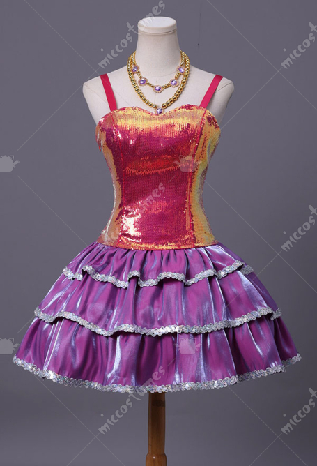 Barbara Doll Cosplay Costume Sequin Dress with Necklace and Bracelet