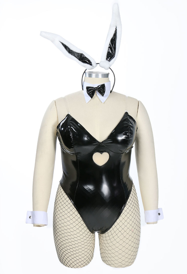 Sexy Plus Size Bunny Girl Plus Size Latex Bodysuit For Cosplay And