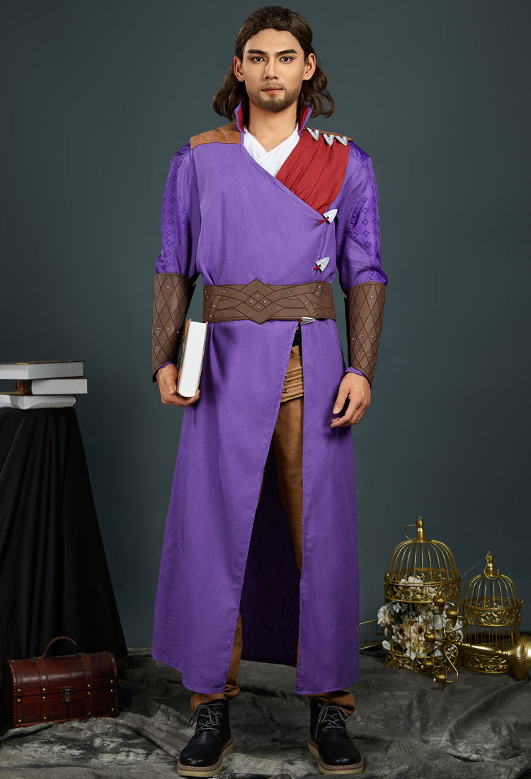 Baldur's Gate Gale Dekarios Cosplay Costume Long Robe and Pants with Belt Arm Guards