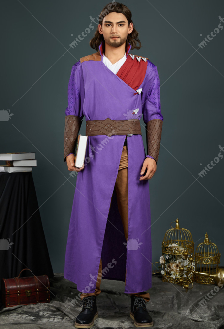 Baldur's Gate Gale Dekarios Cosplay Costume Long Robe and Pants with Belt Arm Guards