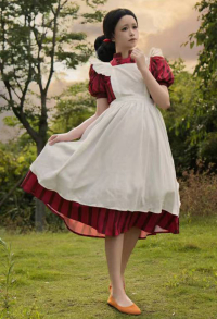 How Do You Live Cosplay Costume Maid Style Striped Dress and Apron Set