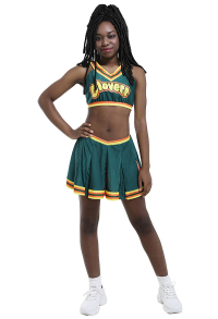 Women Halloween Dance Party Uniform Clover Pattern Cheerleader Performance Costume