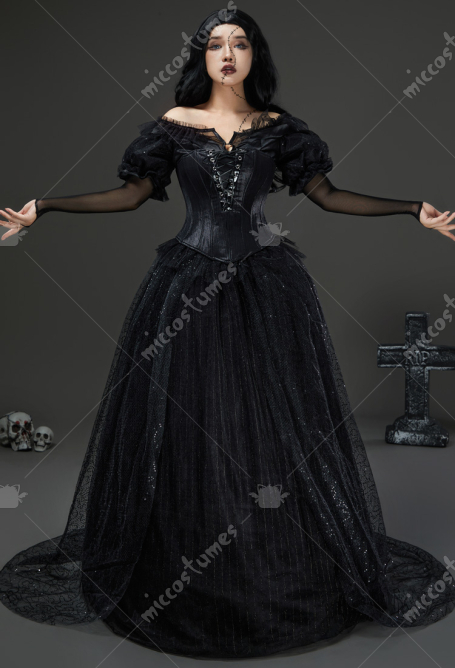 Film Beetle Juice Delores Cosplay Costume Girl Black Dress Corset