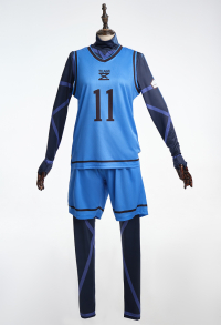 Blue Lock Isagi Yoichi Cosplay Costume Black Blue Stripe Football Uniform Sport Vest and Shorts Tracksuit Set