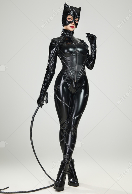Super Heroine Cosplay Costume Jumpsuit and Hood with Corset and Gloves