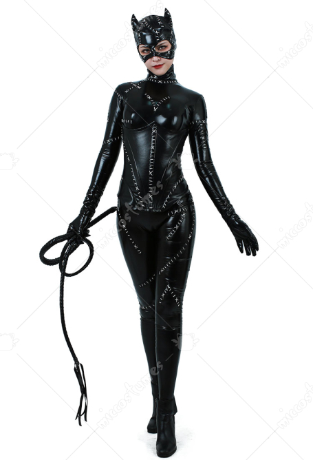 Super Heroine Feline Femme Fatale Jumpsuit Costume with Corset