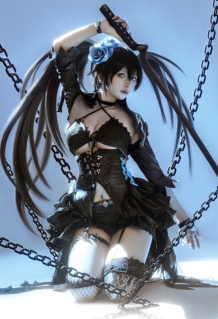 Vocal BRS Cosplay Costume Halter Lace-up Top and Coat with Skorts Choker