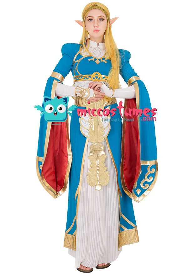 Exclusive The Legend of Zelda Breath of the Wild Prinzessin Zelda Blau Langes Kleid Cosplay Kostüm