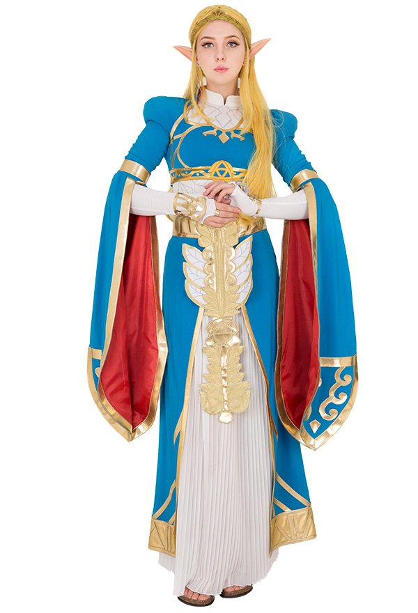 Exclusive The Legend of Zelda Breath of the Wild Prinzessin Zelda Blau Langes Kleid Cosplay Kostüm