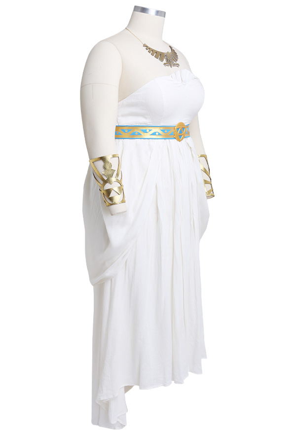 Plus Size The Legend of Zelda: Breath of the Wild Princess Zelda White  Dress Curvy Cosplay Costume with Headdress and Necklace