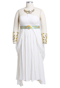 Plus Size The Legend of Zelda: Breath of the Wild Princess Zelda White Dress Curvy Cosplay Costume with Headdress and Necklace