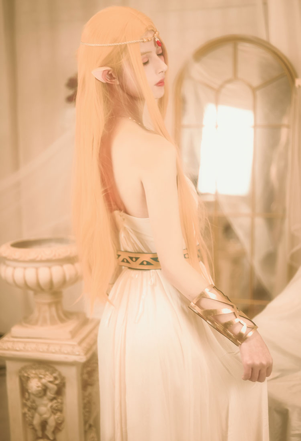 The Legend of Zelda: Breath of the Wild Costume de Cosplay Princesse Zelda Robe de Soirée Blanche