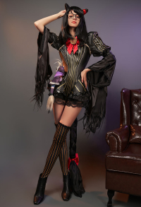 Bayonetta 3 Bayonetta Cereza Cosplay Costume Cat Outfits Striped Bodysuit and Thigh Socks with Tail