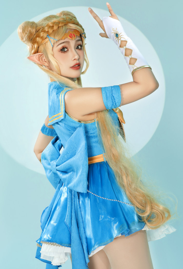 Robe de style Princesse Zelda Dérivé Magique Fille Marin avec Gants Cheveux Accessoire Cosplay Costume