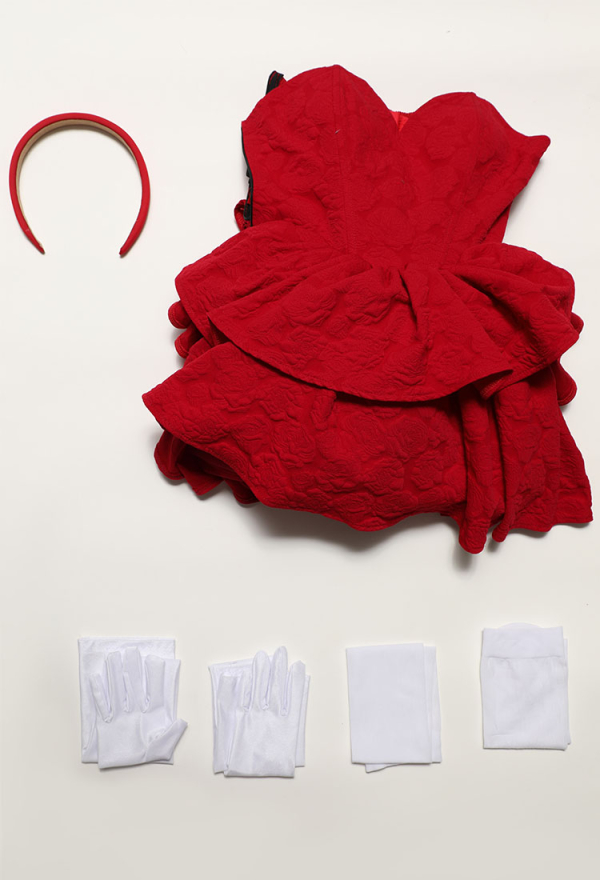 Women Mima Costume- Red Strapless Tube Dress with Headband with Thigh-High  Stockings and Gloves Perfect Blue Cosplay | Top Quality Outfits for Sale