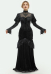 Medieval Renaissance Costume Halloween Gothic Black Victorian Lace Slim Dress