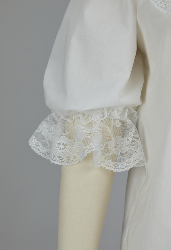 Blusa Victoriana Para Mujer Manga Larga, Cuello Alto, Blanco