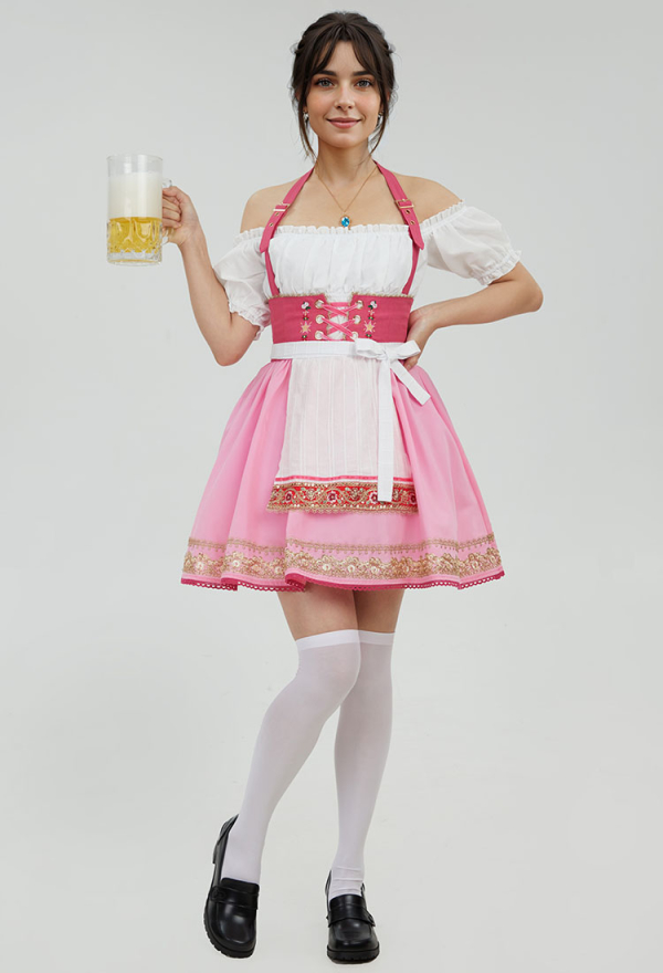 white christmas dresses Oktoberfest Ladies Outfit Dirndl Dress With Lace Apron – Oktoberfest Outfits