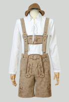 German Oktoberfest Costume Traditional Men Shirt and Pants Set with Straps and Hat