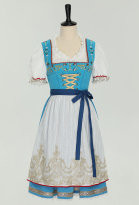 Oktoberfest Costume Blue Embroidery German Dirndl Dress with Top Apron Traditional Style Bavarian Beer Maiden Costume