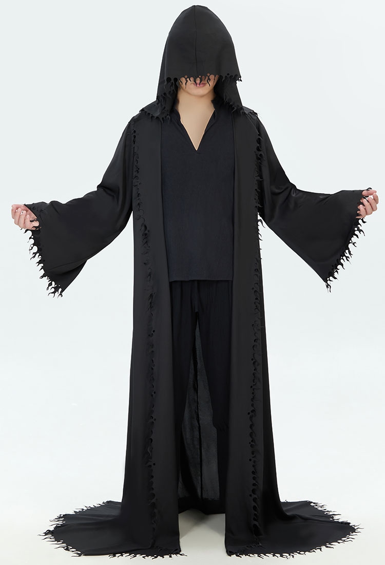Halloween Dark Style Medieval Cloak Robe Vintage Maxi Hooded Cape