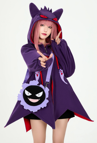 PM Derivative Kawaii Devil Purple Cape Set Pullover und Taschenset mit Schal