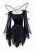 Halloween Costume Robe d'elfe Noir Magie avec ceinture et ailes