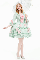 Medieval Pompadour Short Dress Mint Green Rococo Vintage Dress Bow-decorated Dress