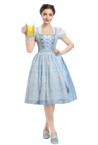 Oktoberfest Dirndl Dress German Square Neck Bavarian Costume Top and Dress with Apron Set