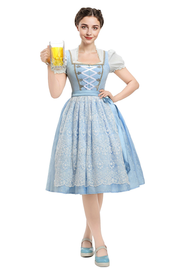 oktoberfest dress blue Bavarian Oktoberfest Beer Costume Dirndl Dress, 2pcs, Blue – Bavari Shop main image 1