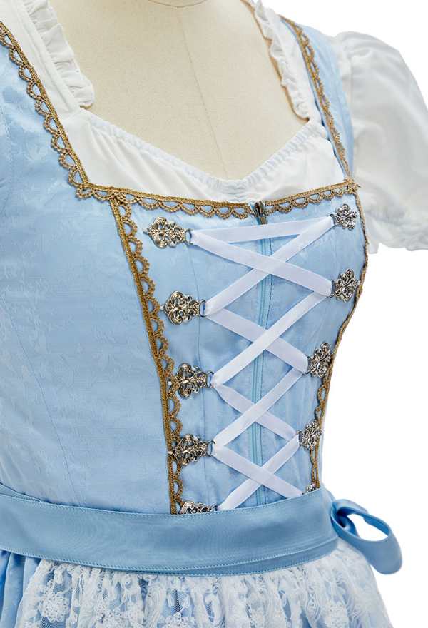Oktoberfest Dirndlkleid - Deutsches Eckiges Halsband Bayerisches Kostm  Oberteil Kleid mit Schrze Set | Cosplay in Top Qualitt